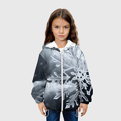Куртка с капюшоном детская Снежинка на черно белое, цвет: 3D-белый — фото 2