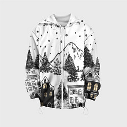 Детская куртка Заснеженный черно-белый город