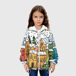 Куртка с капюшоном детская Новогодний снегопад, цвет: 3D-белый — фото 2