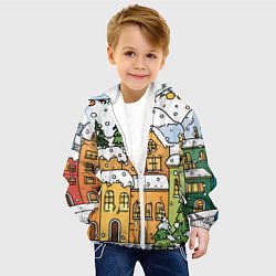 Куртка с капюшоном детская Новогодний снегопад, цвет: 3D-белый — фото 2