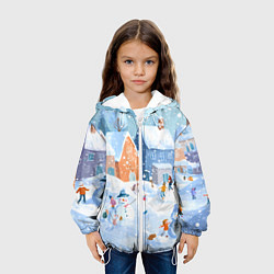 Куртка с капюшоном детская Предновогодний день во дворе, цвет: 3D-белый — фото 2
