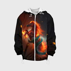 Детская куртка Смена зелёной змеи на красную огненную лошадь