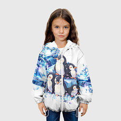 Куртка с капюшоном детская Пингвины и лёд, цвет: 3D-белый — фото 2