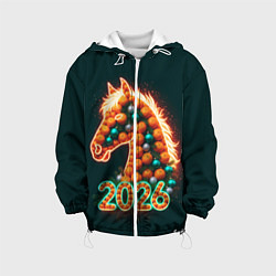 Куртка с капюшоном детская Праздничная лошадь 2026, цвет: 3D-белый