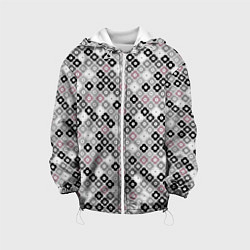 Детская куртка Цветочный серо-розовый узор ретро