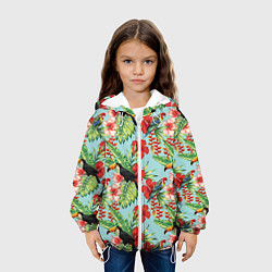 Куртка с капюшоном детская Туканы в тропиках, цвет: 3D-белый — фото 2