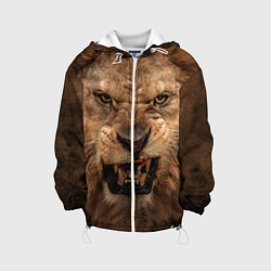 Куртка с капюшоном детская Взгляд льва, цвет: 3D-белый