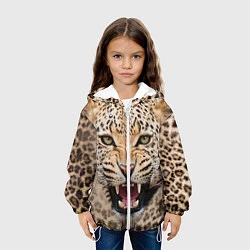 Куртка с капюшоном детская Взгляд леопарда, цвет: 3D-белый — фото 2