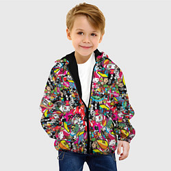 Куртка с капюшоном детская Стикербомбинг, цвет: 3D-черный — фото 2