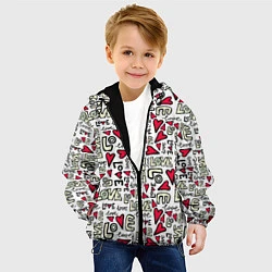 Куртка с капюшоном детская Love Words, цвет: 3D-черный — фото 2