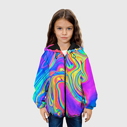 Куртка с капюшоном детская Цветные разводы, цвет: 3D-черный — фото 2