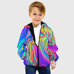 Куртка с капюшоном детская Цветные разводы, цвет: 3D-черный — фото 2