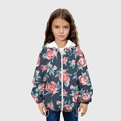 Куртка с капюшоном детская Розы: паттерн, цвет: 3D-белый — фото 2
