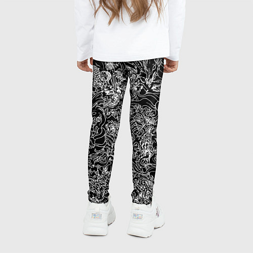 Детские легинсы Монстры черно-белый паттерн / 3D-принт – фото 4