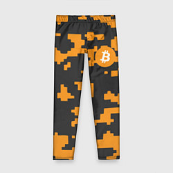 Леггинсы для девочки Bitcoin: Orange Camo, цвет: 3D-принт