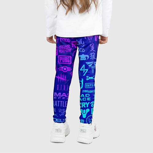 Детские легинсы Неоновые геймерские лого / 3D-принт – фото 4