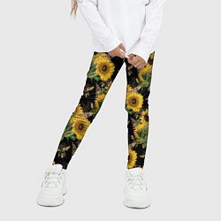 Леггинсы для девочки Fashion Sunflowers and bees, цвет: 3D-принт — фото 2