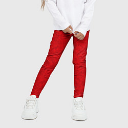 Леггинсы для девочки Ярко-красный мраморный узор, цвет: 3D-принт — фото 2