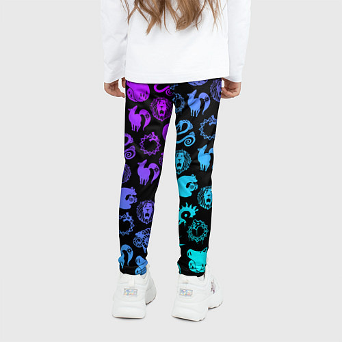 Детские легинсы 7 СМЕРТНЫХ ГРЕХОВ НЕОН ЭМБЛЕМЫ / 3D-принт – фото 4