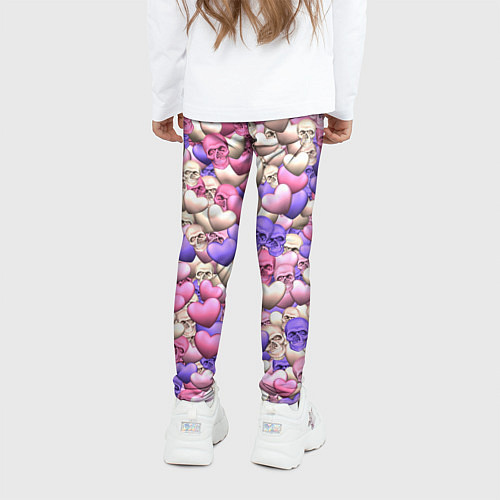 Детские легинсы Сердечки-черепушки / 3D-принт – фото 4