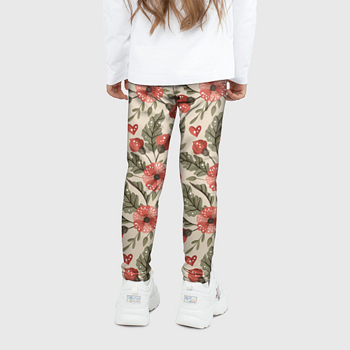 Детские легинсы Ретро-цветы / 3D-принт – фото 4