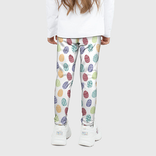 Детские легинсы Пасхальные яйца Паттерн на белом фоне / 3D-принт – фото 4
