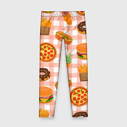 Леггинсы для девочки PIZZA DONUT BURGER FRIES ICE CREAM pattern, цвет: 3D-принт