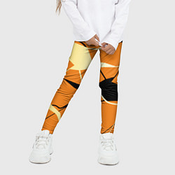 Леггинсы для девочки Абстрактные полосы на оранжевом фоне, цвет: 3D-принт — фото 2