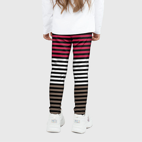 Детские легинсы Красно-коричневый полосатый узор / 3D-принт – фото 4