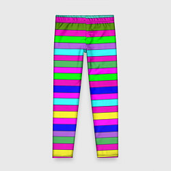 Леггинсы для девочки Multicolored neon bright stripes, цвет: 3D-принт