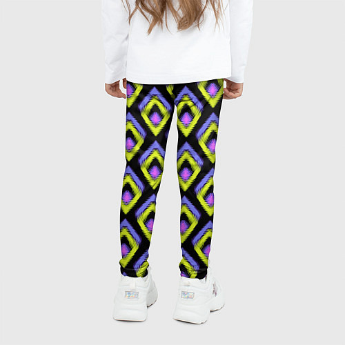Детские легинсы Yellow-pink rhombuses on black / 3D-принт – фото 4