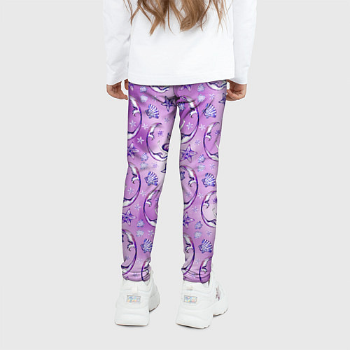 Детские легинсы Танцующие русалки на фиолетовом / 3D-принт – фото 4