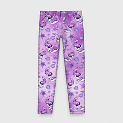 Леггинсы для девочки Танцующие русалки на фиолетовом, цвет: 3D-принт