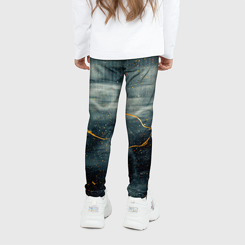 Детские легинсы Абстрактные силуэты и золотая краска / 3D-принт – фото 4