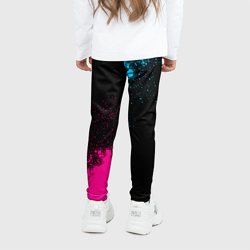 Детские легинсы Free Fire - neon gradient: символ и надпись вертик / 3D-принт – фото 4