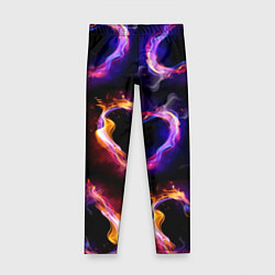 Леггинсы для девочки Пламенное сердце - паттерн, цвет: 3D-принт