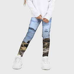 Леггинсы для девочки Парусник на горизонте океана, цвет: 3D-принт — фото 2