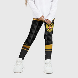 Леггинсы для девочки Gold & black - Russia, цвет: 3D-принт — фото 2