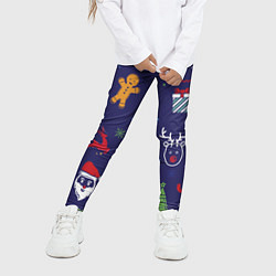 Леггинсы для девочки Новый год олени, ангелы, снежинки, цвет: 3D-принт — фото 2