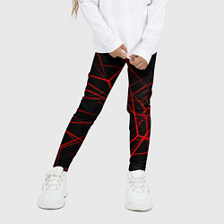 Леггинсы для девочки Красные линии на черном фоне, цвет: 3D-принт — фото 2