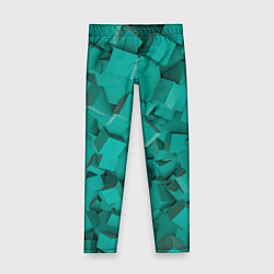 Леггинсы для девочки Абстрактные сине-зелёные кубы, цвет: 3D-принт