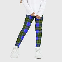 Леггинсы для девочки Ткань Шотландка сине-зелёная, цвет: 3D-принт — фото 2