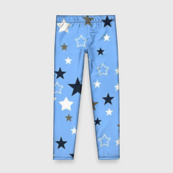 Леггинсы для девочки Звёзды на голубом фоне, цвет: 3D-принт
