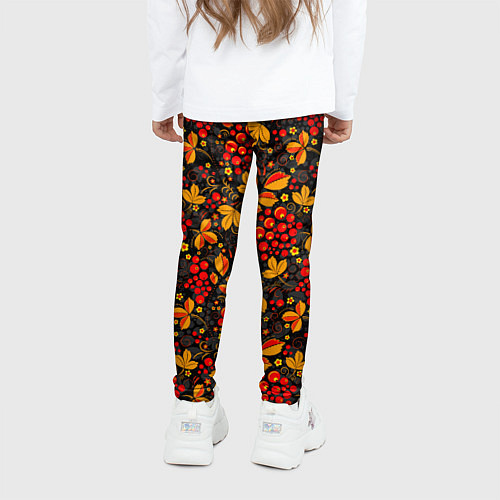 Детские легинсы Красная рябина хохломой / 3D-принт – фото 4