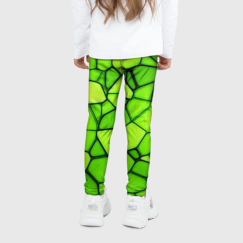 Детские легинсы Неоновые салатовые осколки / 3D-принт – фото 4