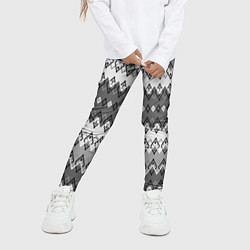 Леггинсы для девочки Серый геометрический полосатый орнамент, цвет: 3D-принт — фото 2