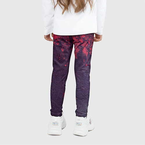 Детские легинсы Наскальная чёрная текстура с красными брызгами / 3D-принт – фото 4