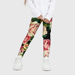 Леггинсы для девочки Цветы на черном фоне, цвет: 3D-принт — фото 2