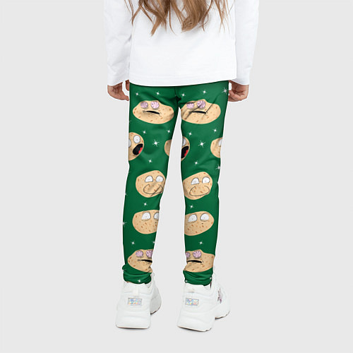 Детские легинсы Картофелины с лицом кричат: мемы на зеленом фоне / 3D-принт – фото 4