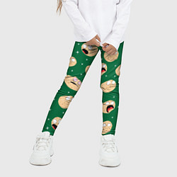 Леггинсы для девочки Картофелины с лицом кричат: мемы на зеленом фоне, цвет: 3D-принт — фото 2